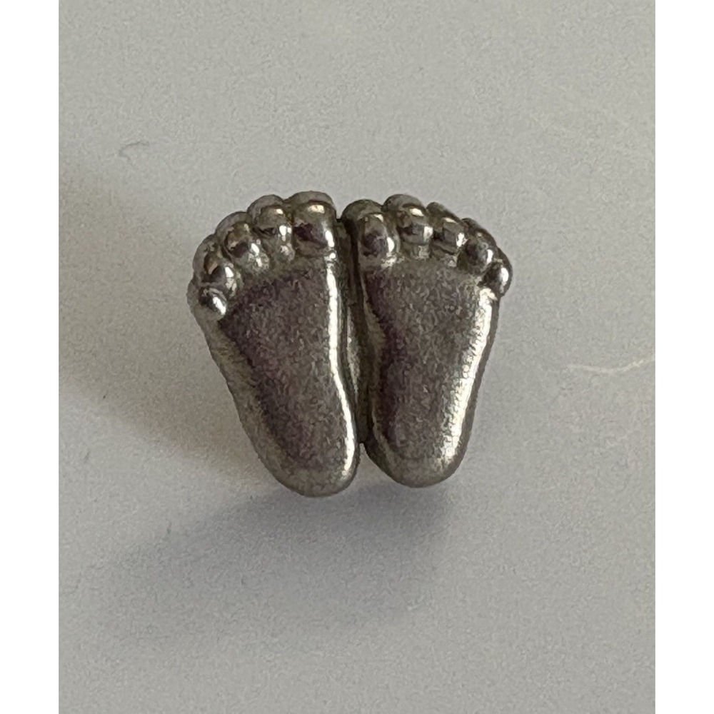 Footprints Precious Feet Lapel Pin Matte Silver Tone Baby ProLife